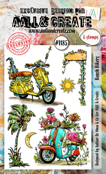 AALL & CREATE - A6 Stamps - Beach Bikers # 1185