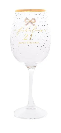 Jewelled 21st Wine Glass