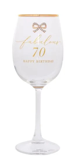 Jewelled 70th Wine Glass