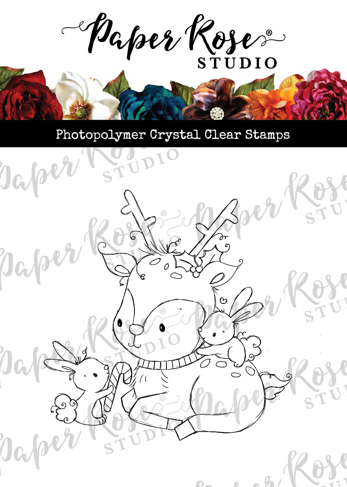 Paper Rose -  Clear Stamp Set - Sweet Reindeer