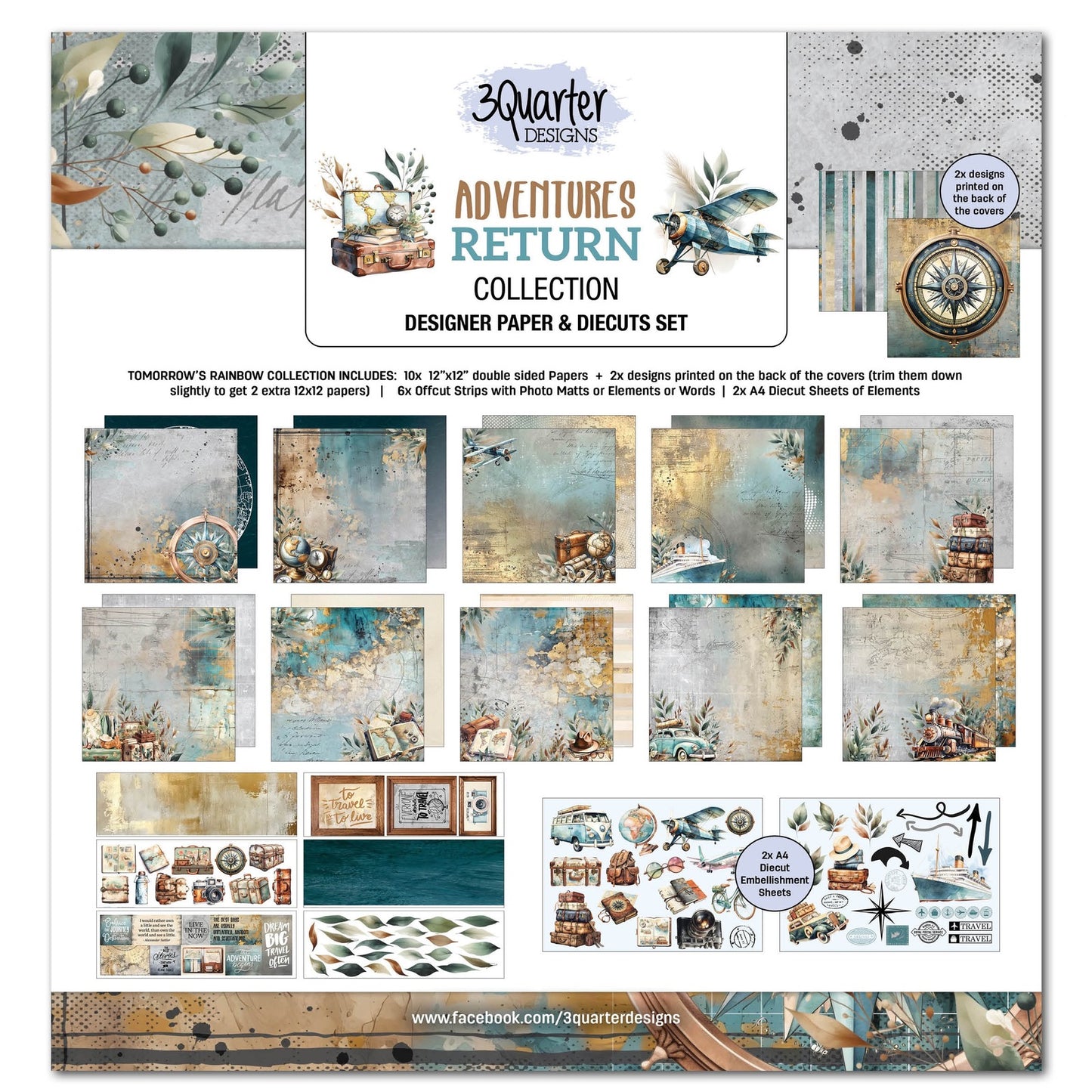 3 Quarter Designs - Adventure returns Collection Designer Paper & Diecuts Set