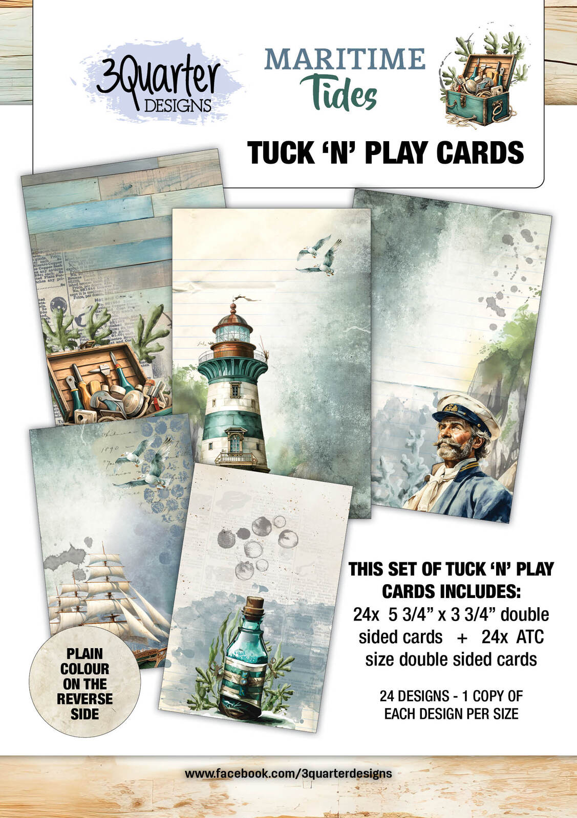 3 Quarter Designs - Maritime Tides Tuck 'n' Play Cards