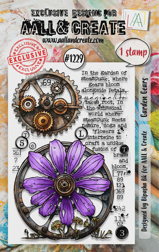 AALL & CREATE - A7 Stamp - Garden Gears #1229