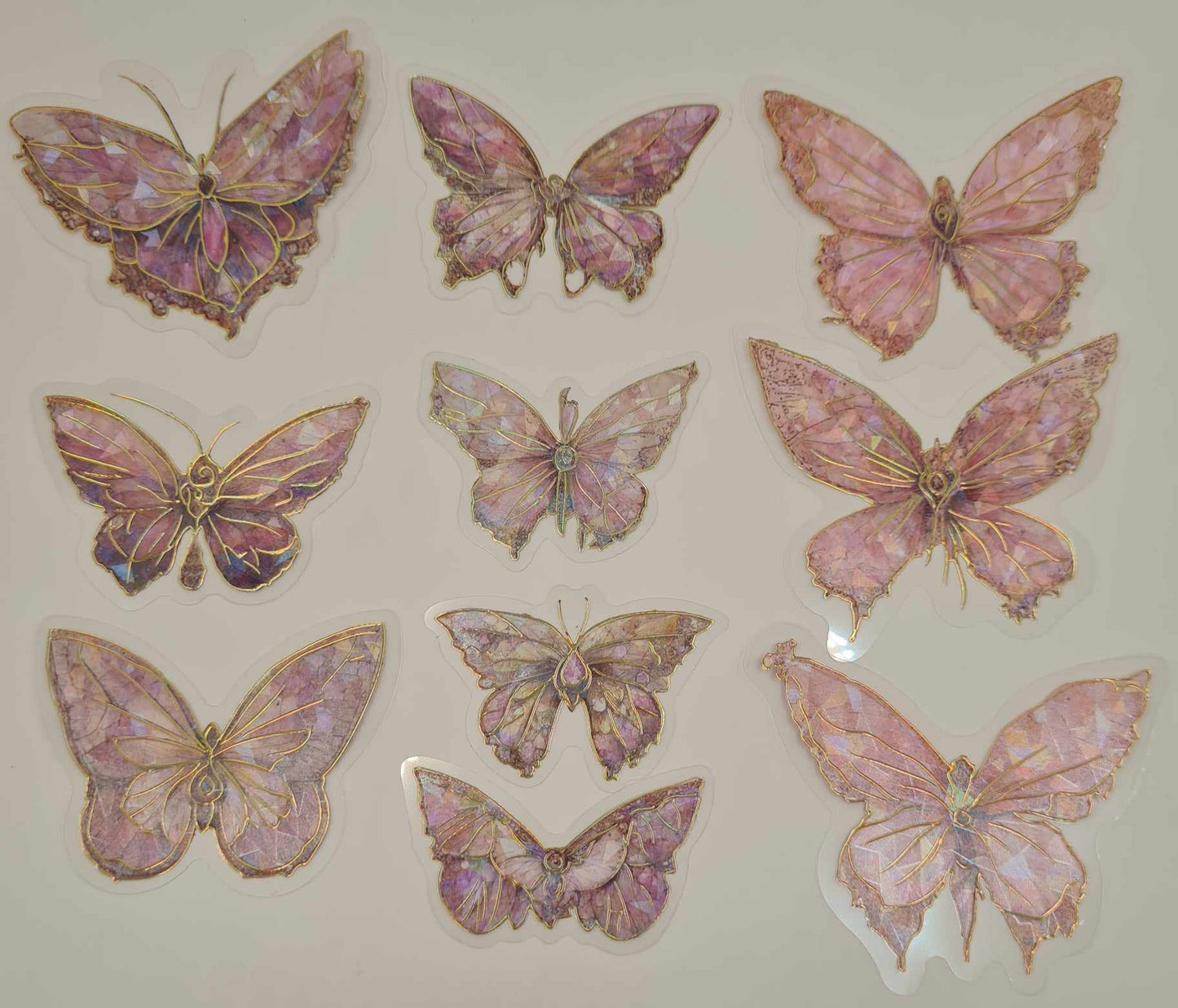 Crystal Butterfly - Clear Stickers - Pink