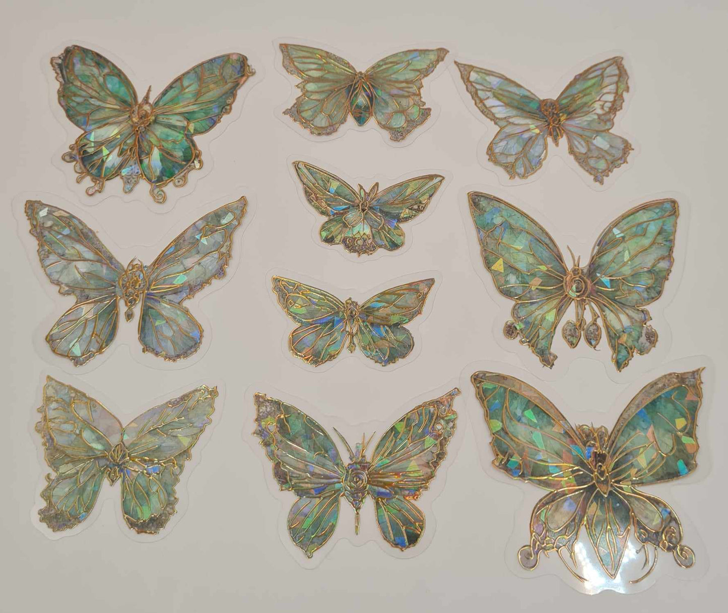 Crystal Butterfly - Clear Stickers - Green