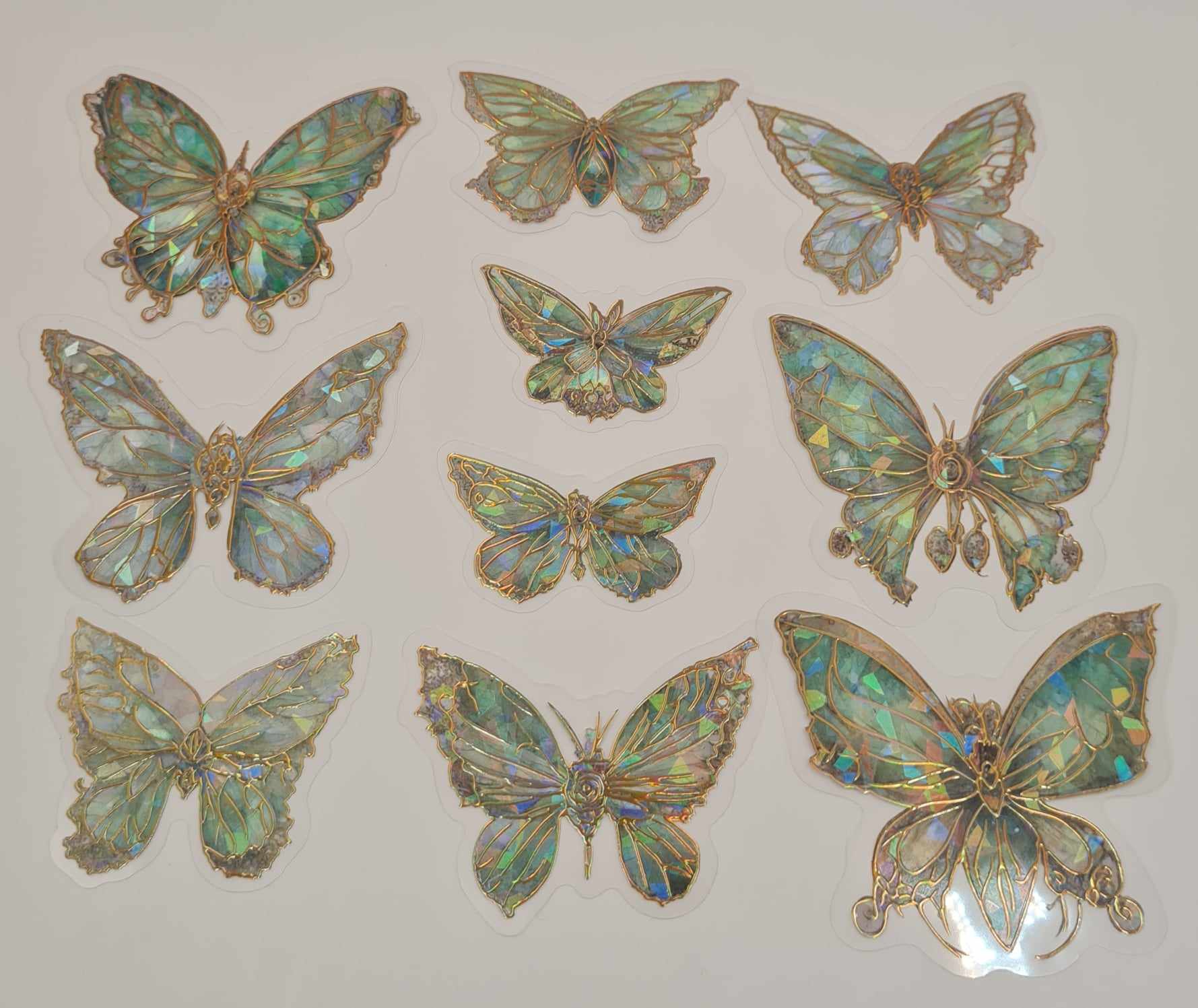 Crystal Butterfly - Clear Stickers - Green