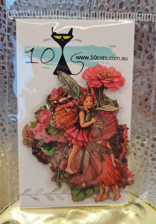 Garden Fairies- Clear Stickers - Red