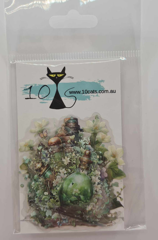 Bottled Dreams- Clear Stickers - Green