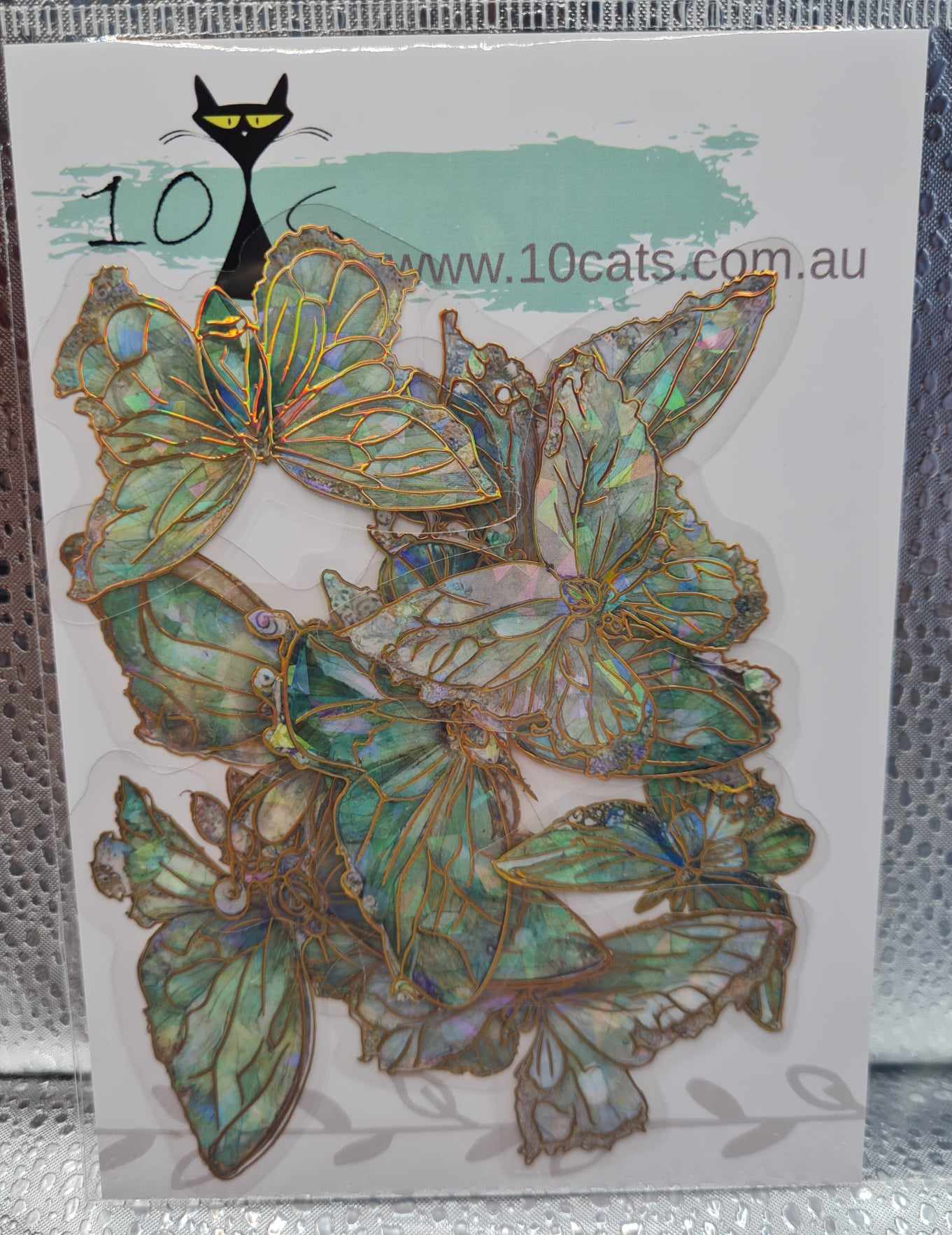 Crystal Butterfly - Clear Stickers - Green