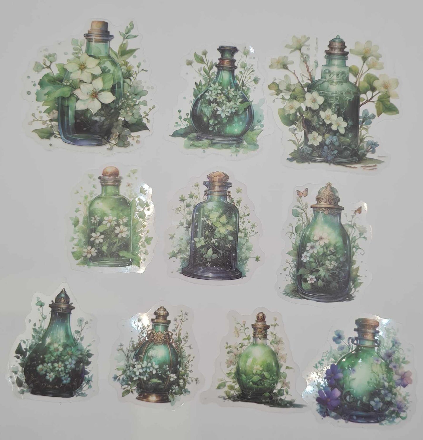 Bottled Dreams- Clear Stickers - Green