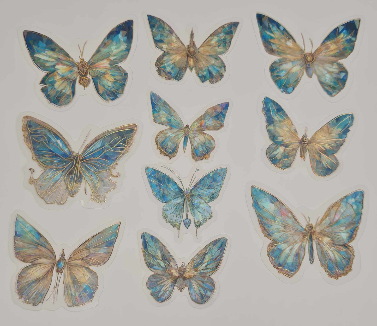 Crystal Butterfly - Clear Stickers - Blue