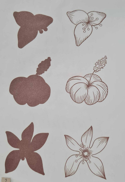 Kaszazz Rubber Stamp -Tropical Flowers (un-cut set)