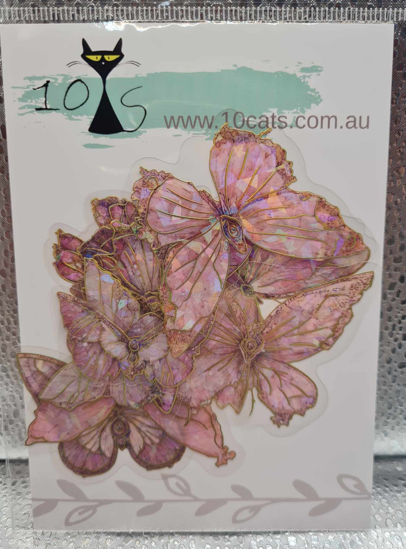 Crystal Butterfly - Clear Stickers - Pink