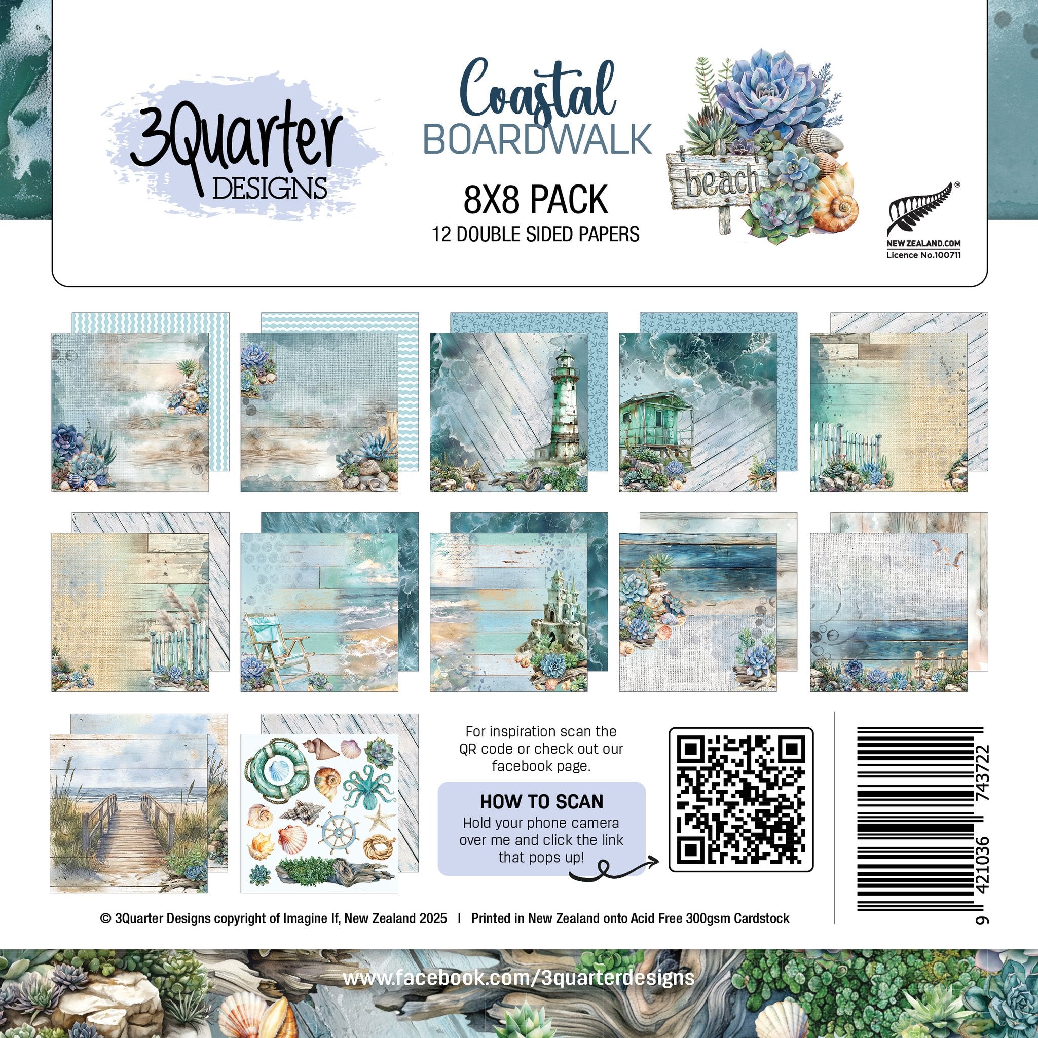 3 Quarter Designs - Coastal Boardwalk  Paper Pack 8