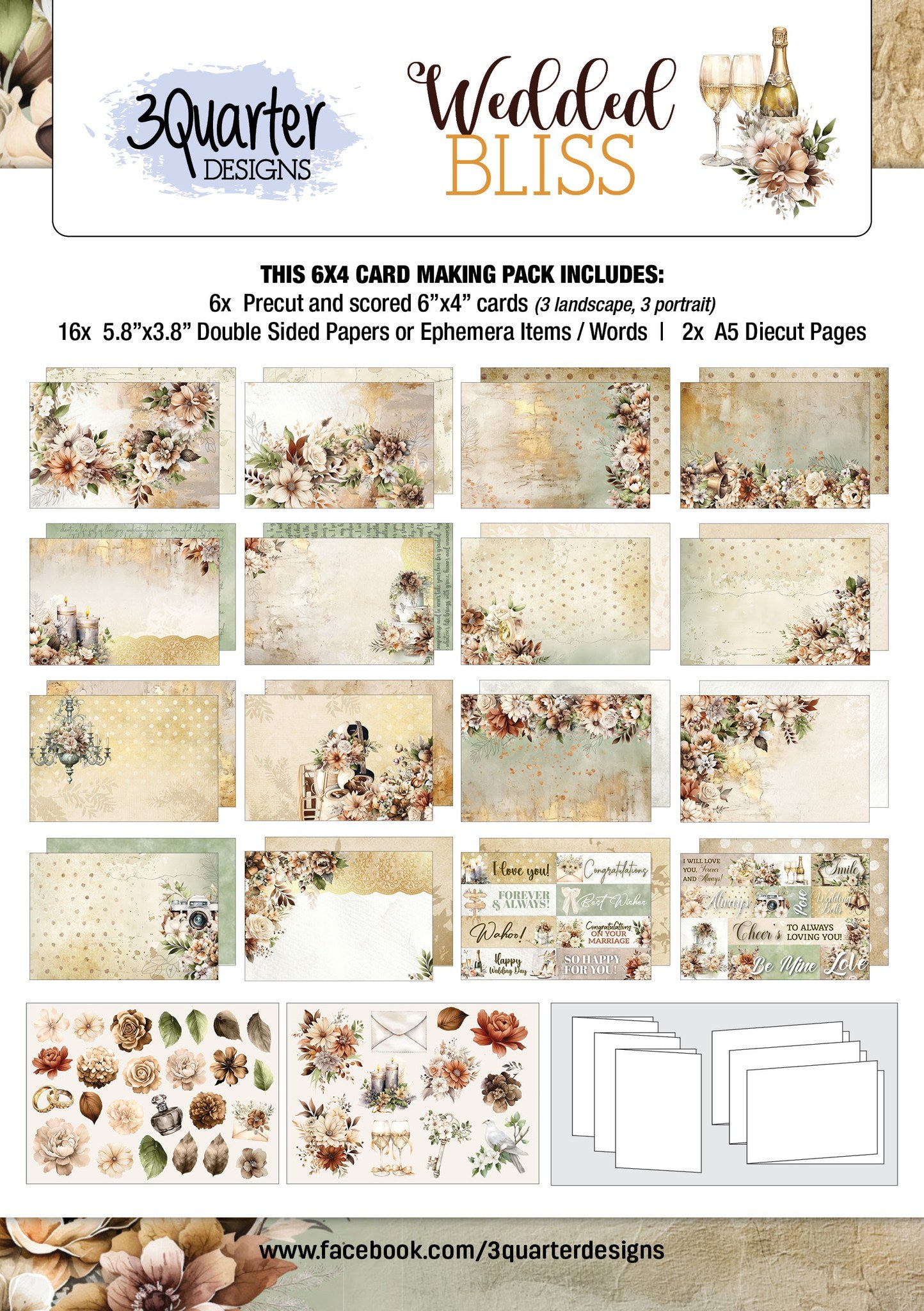 3 Quarter Designs - Wedded Bliss 6x4 Card Pack