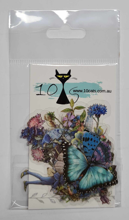 Garden Fairies- Clear Stickers - Blue