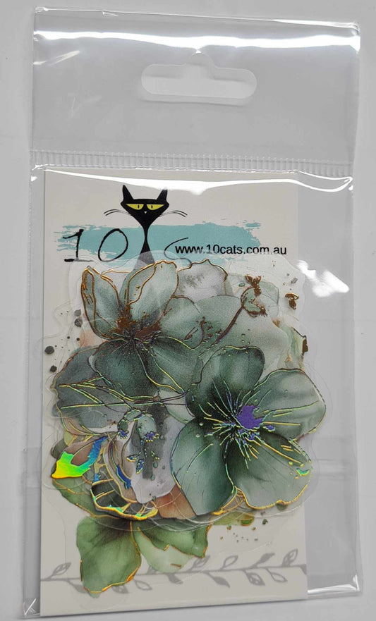 Floral Blooms - Clear Stickers - Green