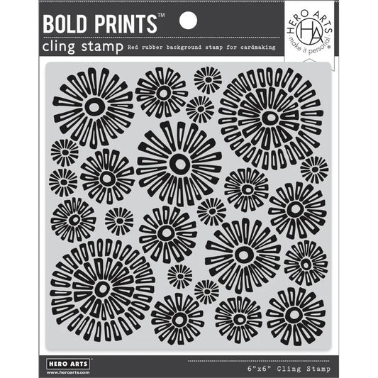 Hero Arts - Cling Red Rubber Stamp - Sunburst Flowers