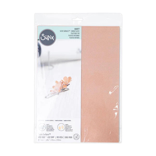 Sizzix Surfacez -  Metallic Shrink Plastic - Rose Gold 8pk