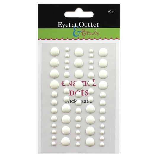 Eyelet Outlet & Brads - Enamel Dots - Sticky Back- White