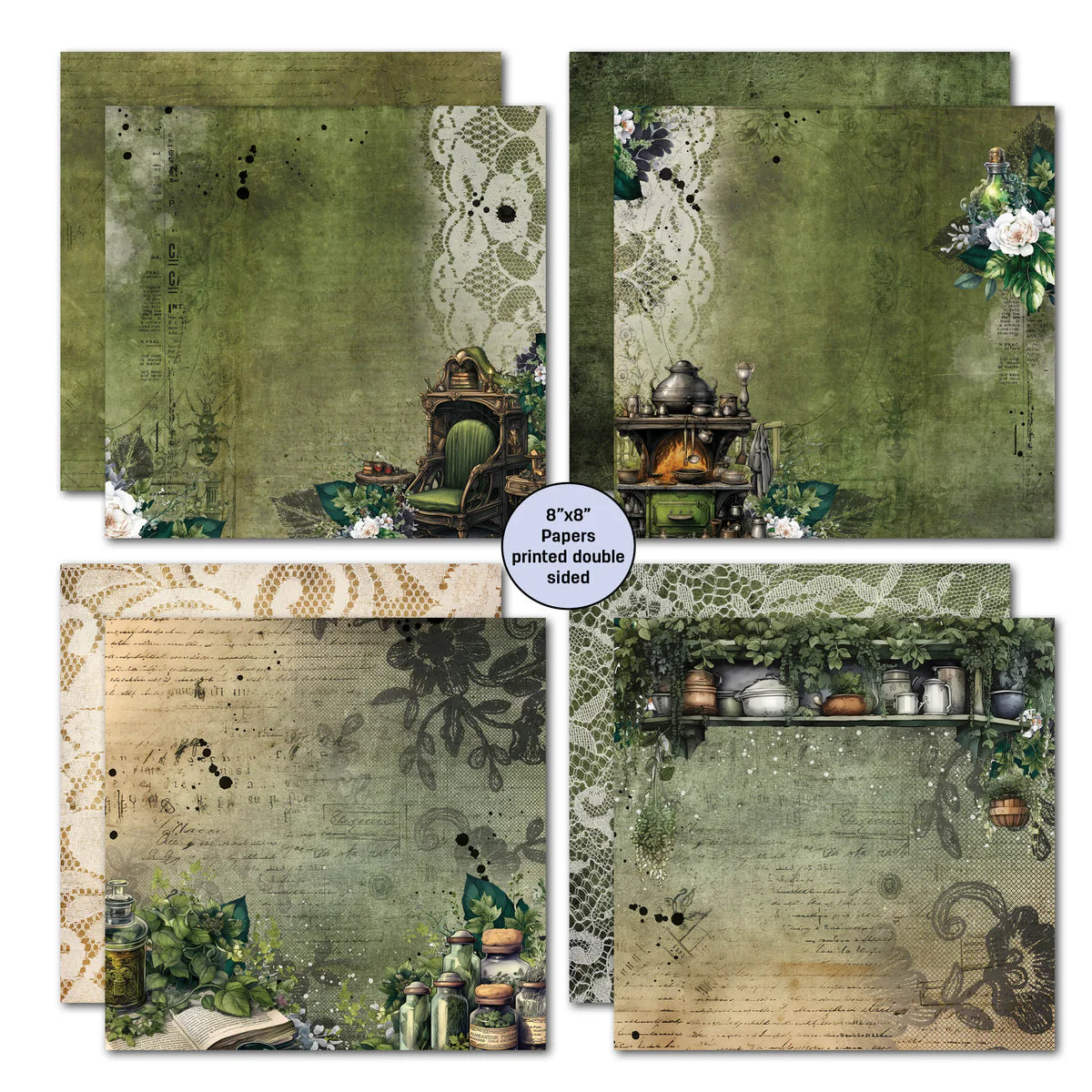 3 Quarter Designs -Earth Witch  Papers Pack 8"x 8"