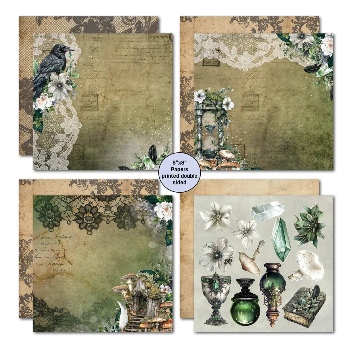 3 Quarter Designs -Earth Witch  Papers Pack 8"x 8"