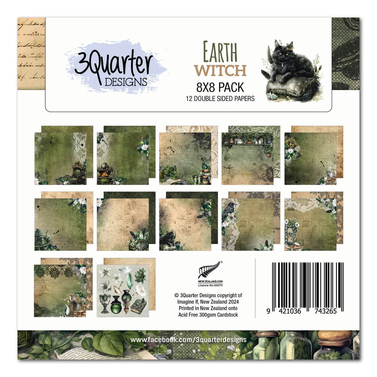 3 Quarter Designs -Earth Witch  Papers Pack 8"x 8"