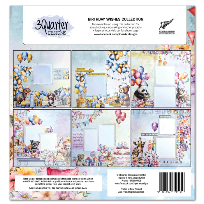 3 Quarter Designs - Birthday Wishes Collection Designer Paper & Diecuts Set