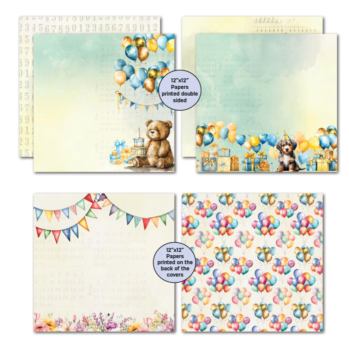 3 Quarter Designs - Birthday Wishes Collection Designer Paper & Diecuts Set