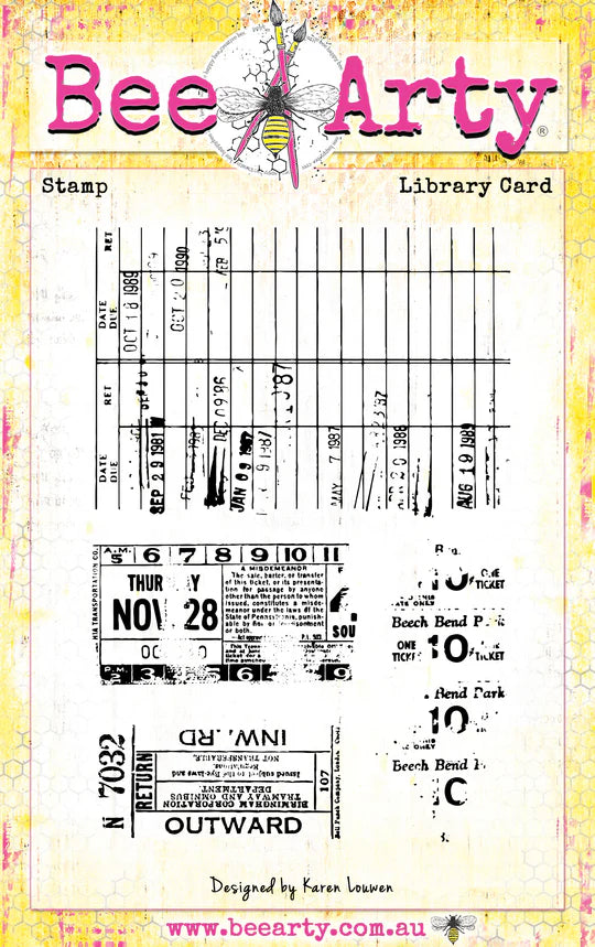 Bee Arty  - Library Card Acrylic Stamp - Addicted To Grunge