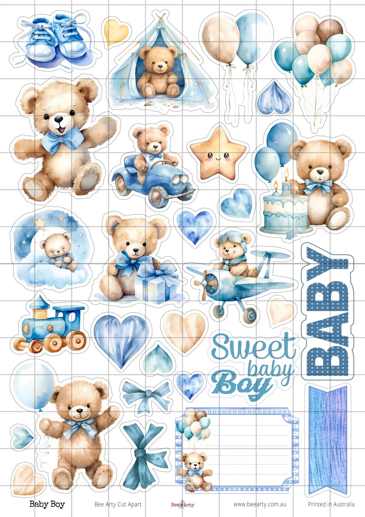 Bee Arty - A4 Cut Out Sheets - Baby Boy