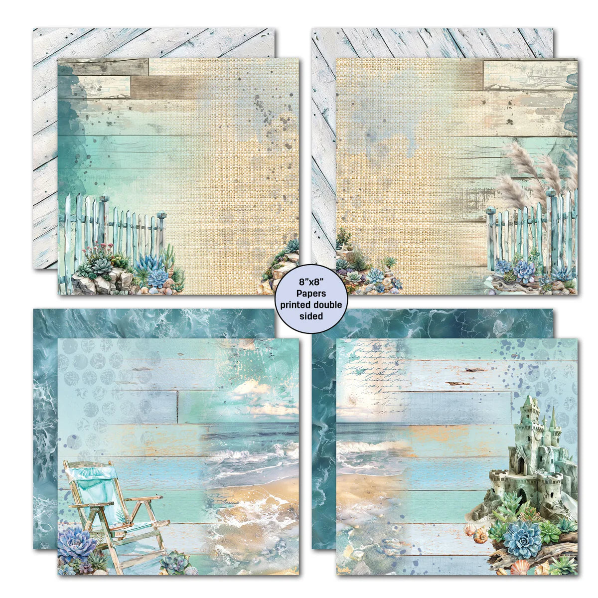 3 Quarter Designs - Coastal Boardwalk  Paper Pack 8