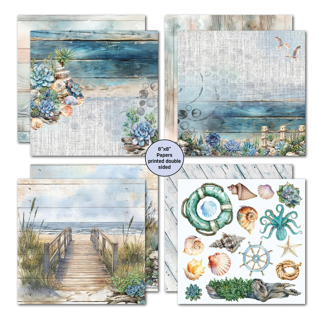 3 Quarter Designs - Coastal Boardwalk  Paper Pack 8