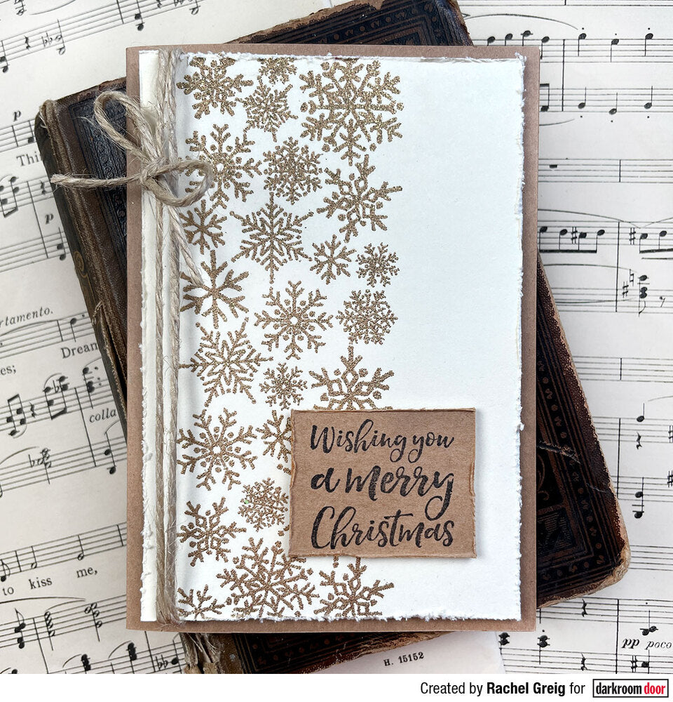 Rubber Stamp - Darkroom Door - Border Stamps - Falling Snowflakes