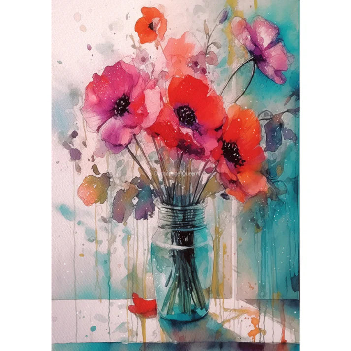 Andy Skinner - Rice Paper - A4 Sheet - Mums Poppies