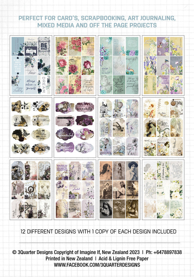 3 Quarter Designs - Tag Sheets - Feminine + Floral Ephemera