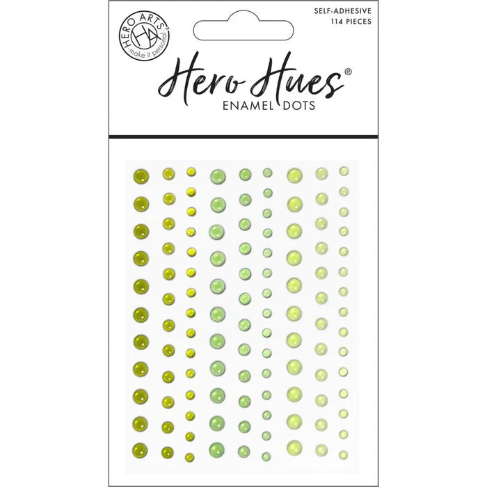 Hero Arts - Self-Adhesive  Hero hues Enamel Dots- Translucent Greens