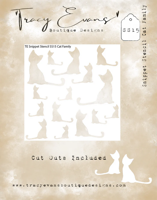 Tracy Evans Boutique Designs - Snippet Stencils - Cat Family