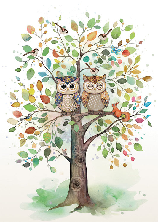 Bug Art Luxury Greeting Cards - Two Owls