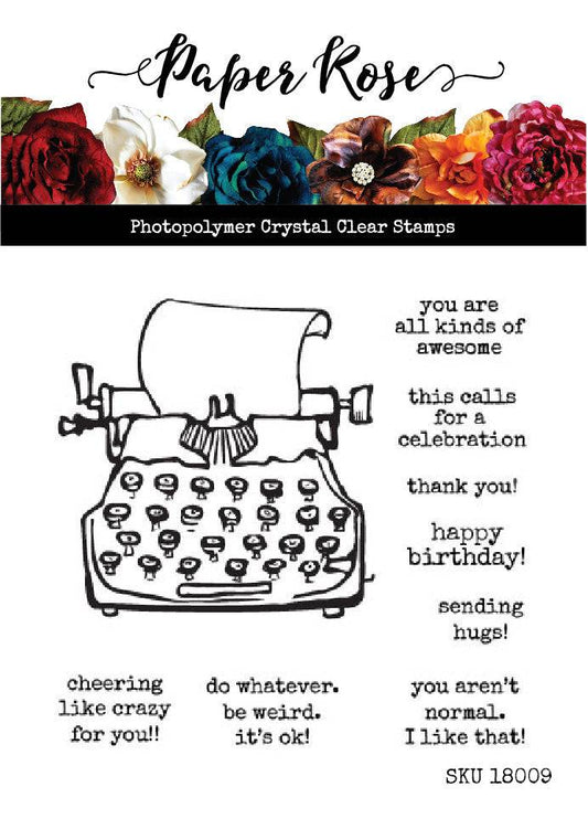 Paper Rose -  Clear Stamp Set  - Typed Sentiments