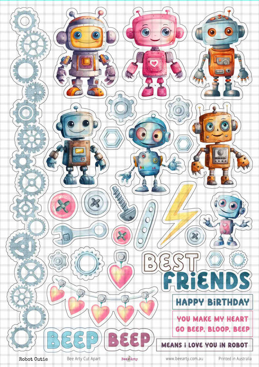 Bee Arty - A4 Cut Out Sheets - Robot Cutie