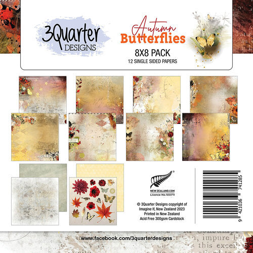 3 Quarter Designs - Autumn Butterflies 8"x8"