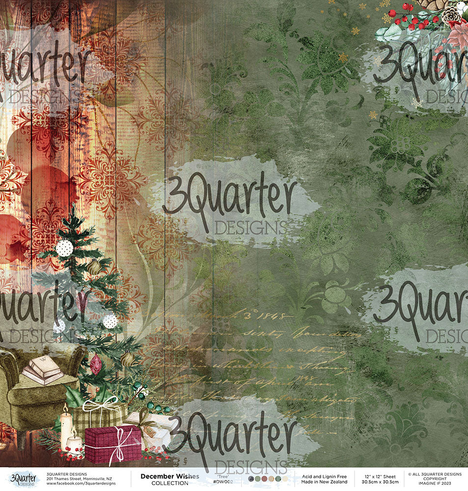 3 Quarter Designs - December Wishes Collection Kit & Diecuts Set