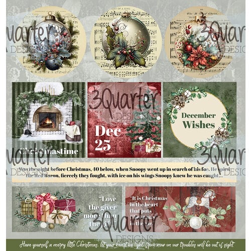 3 Quarter Designs - December Wishes Collection Kit & Diecuts Set