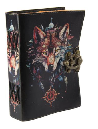 Aspen Wolf Leather Journal With Metal Closure 7"x5"