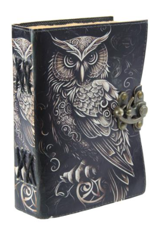 Regal Owl Leather Journal With Metal Closure 7"x5"