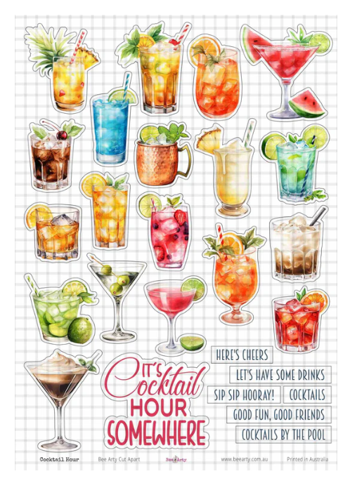 Bee Arty - A4 Cut Out Sheets -Cocktail Hour