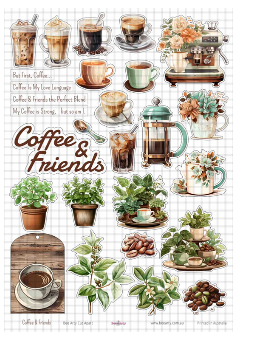 Bee Arty - A4 Cut Out Sheets -Coffee & Friends