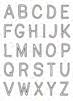 Kaszazz Rubber Stamp - Alphabet Outline (un-Cut set) 