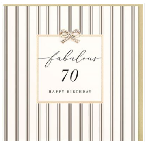 Madelaine Heart Designs  -Jewelled  Happy 70th Birthday Card